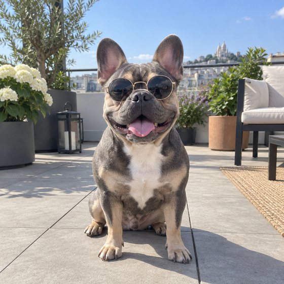 The original photo of a French bulldog